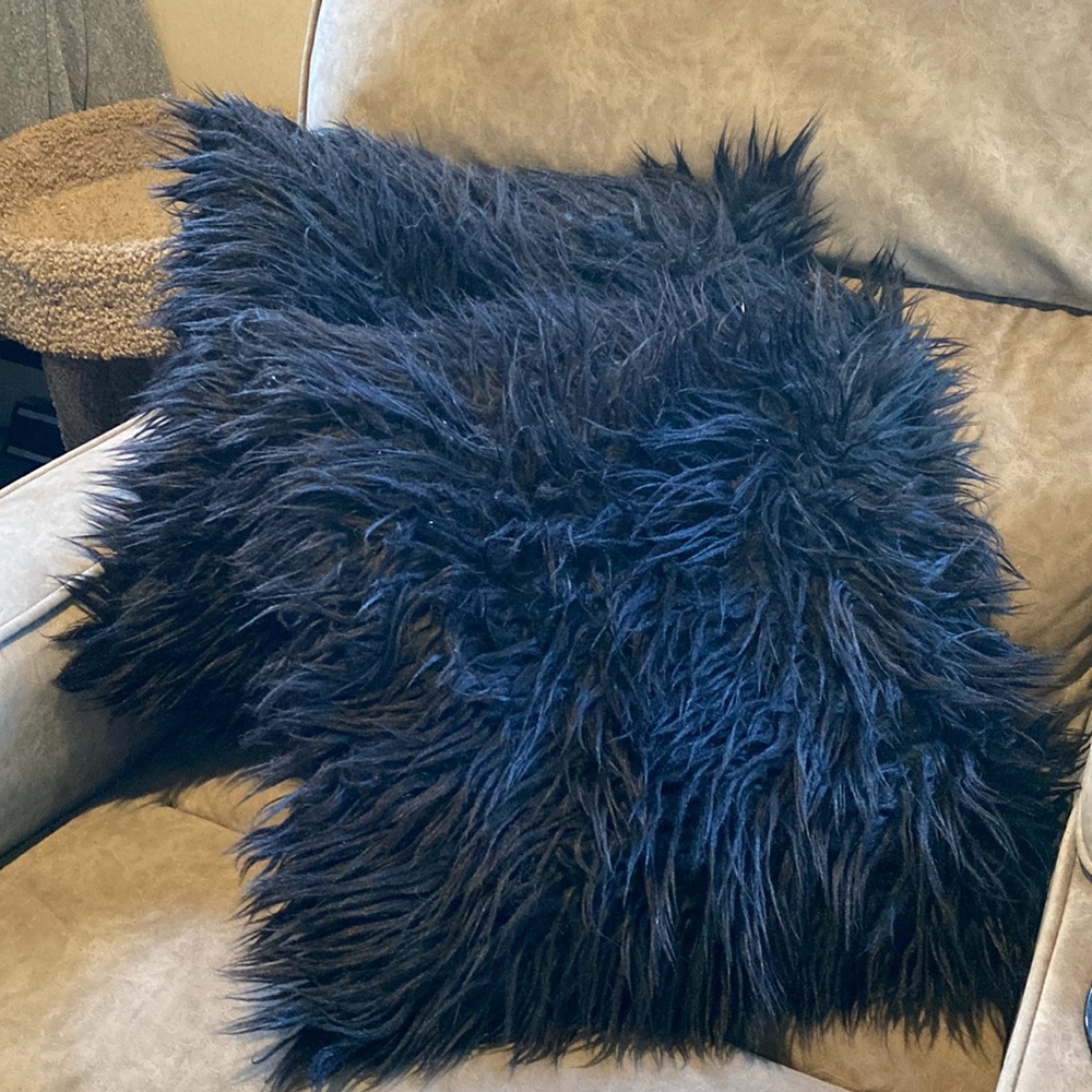 Black Fluffy Pillows 2 Set